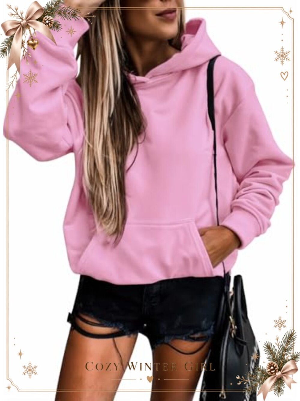 Womens Pullover Hoodie Long Sleeve Sweatshirt Pocket Casual